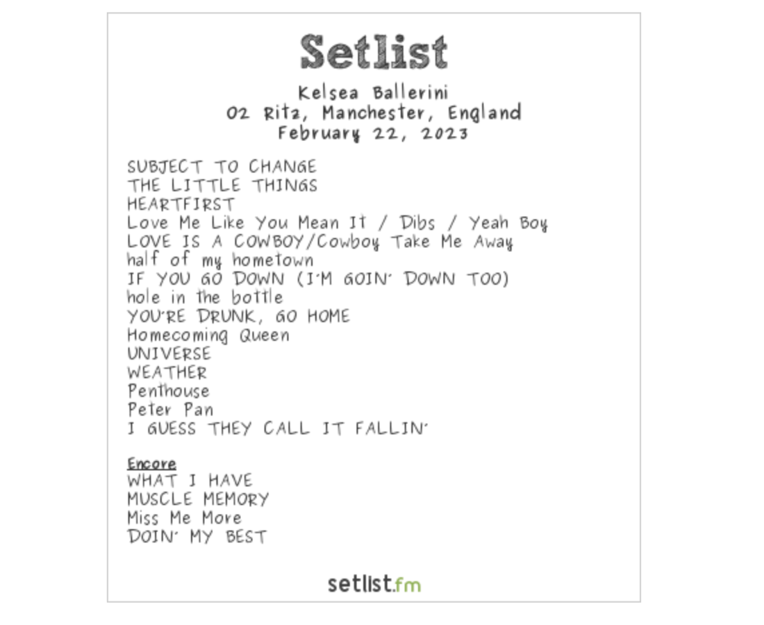 go back tour set list